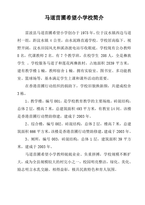 马道苗圃希望小学校简介