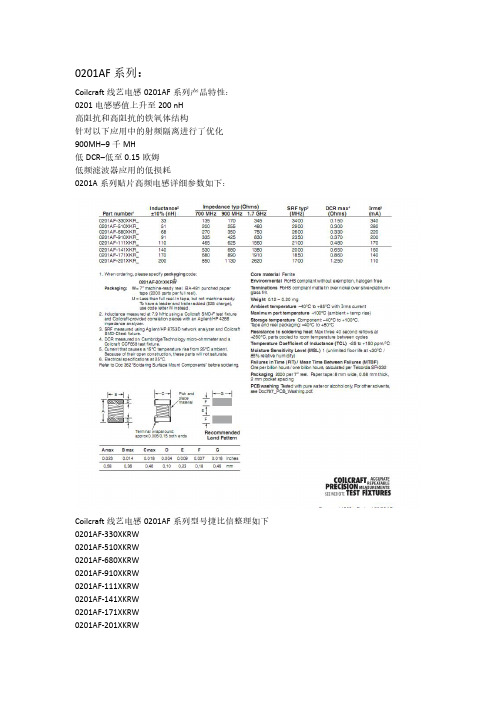 coilcraft线艺高Q值电感0805HT系列选型手册