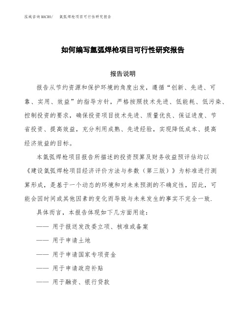 如何编写氩弧焊枪项目可行性研究报告