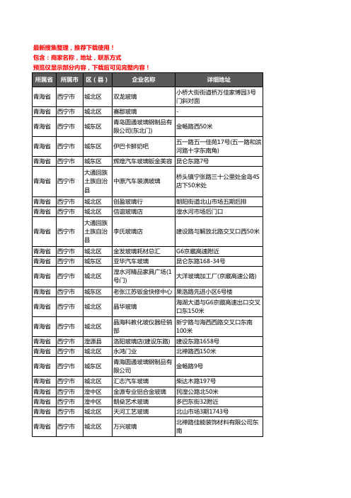 新版青海省西宁市玻璃店企业公司商家户名录单联系方式地址大全137家