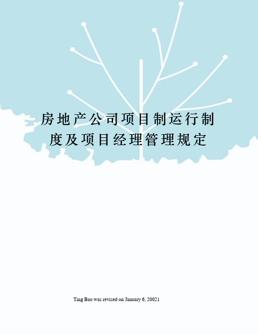 房地产公司项目制运行制度及项目经理管理规定