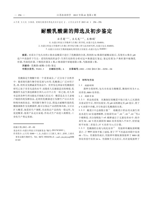 耐酸乳酸菌的筛选及初步鉴定云月英