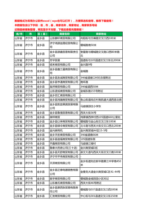 2020新版山东省济宁市金乡县商贸有限公司工商企业公司商家名录名单黄页联系电话号码地址大全134家
