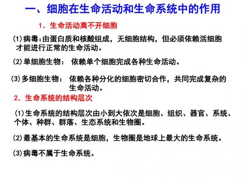 人教版高中生物必修1 第1章走近细胞复习(课件)(共15张PPT)