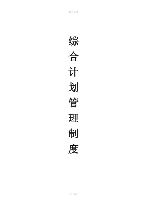 综合计划管理制度