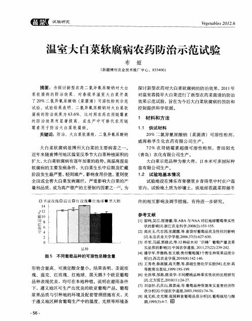 温室大白菜软腐病农药防治示范试验