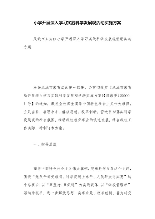 小学开展深入学习实践科学发展观活动实施方案【精品范文】