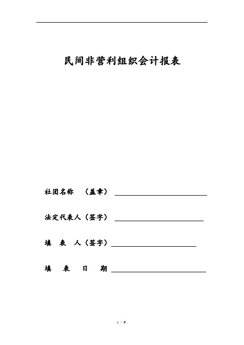 民间非营利组织会计报表