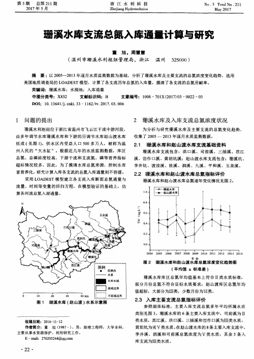 珊溪水库支流总氮入库通量计算与研究