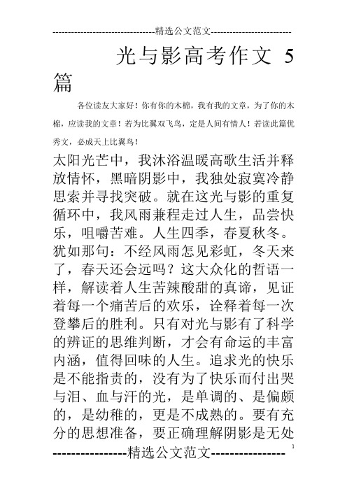 光与影高考作文5篇_0
