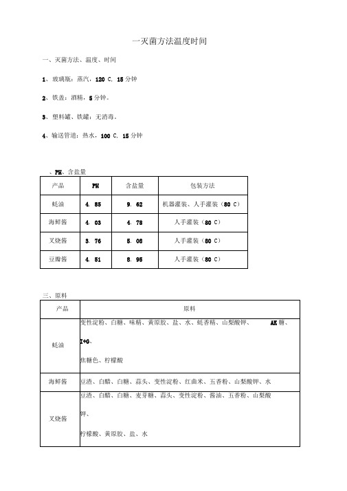 一灭菌方法温度时间