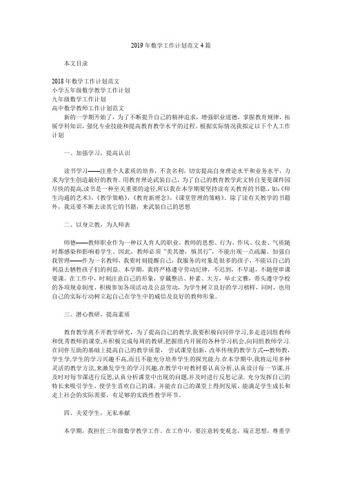 2019年数学工作计划范文4篇.doc