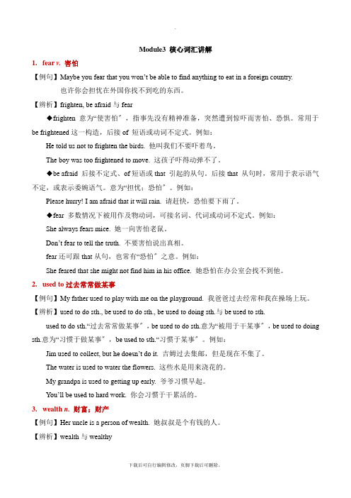 外研版英语九年级下册Module3 核心词汇讲解