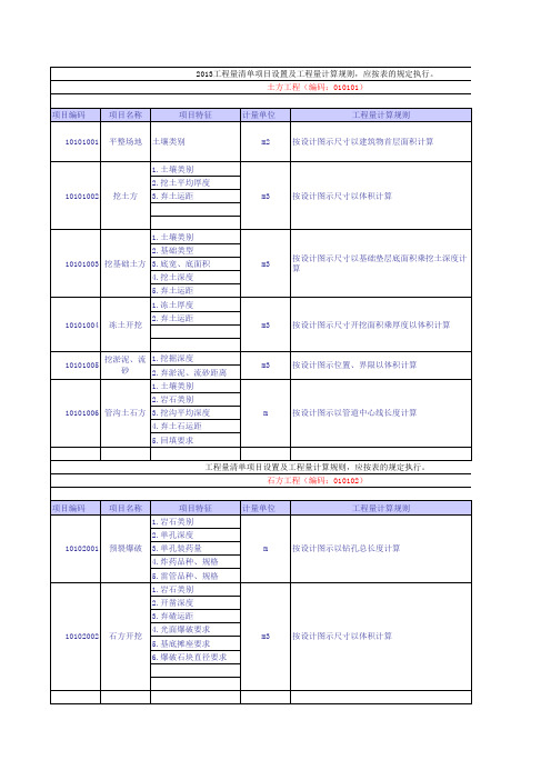 2013版建设工程工程量清单计量规范