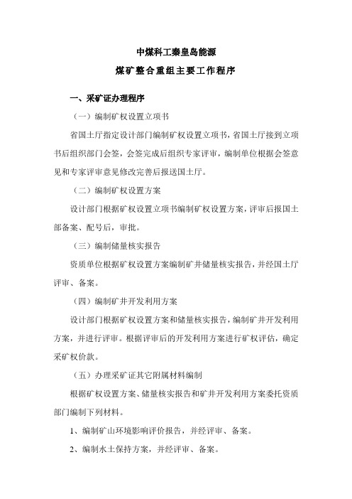 煤矿整合主要工作程序