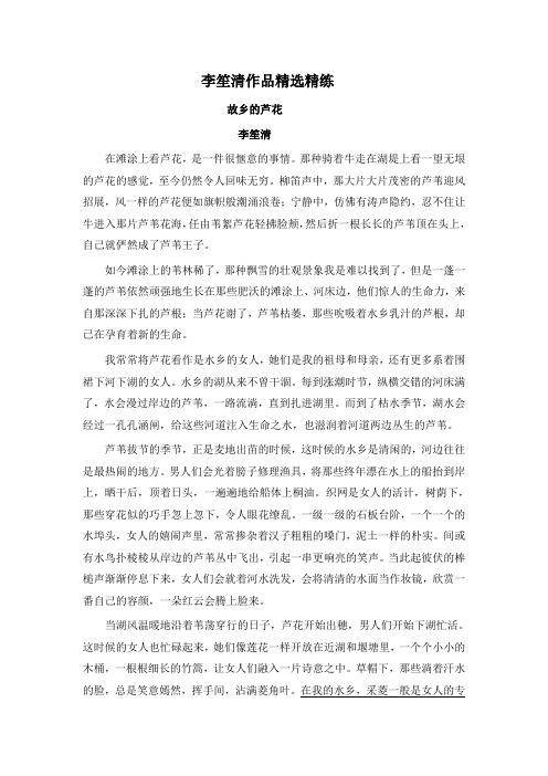 2020年高考语文二轮文学类文本专题复习--李笙清作品精选精练