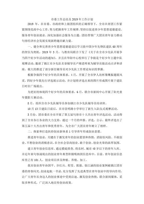 最新-市委工作总结及2019年工作计划 精品