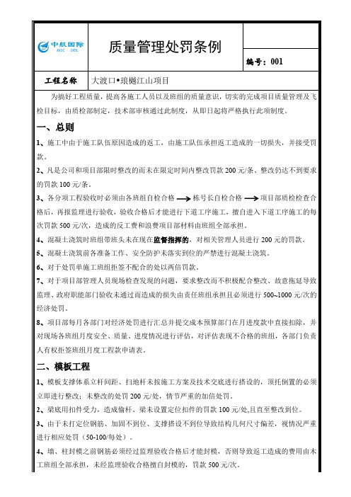 项目质量管理处罚条例