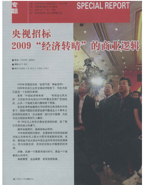 央视招标2009“经济转晴”的商业逻辑