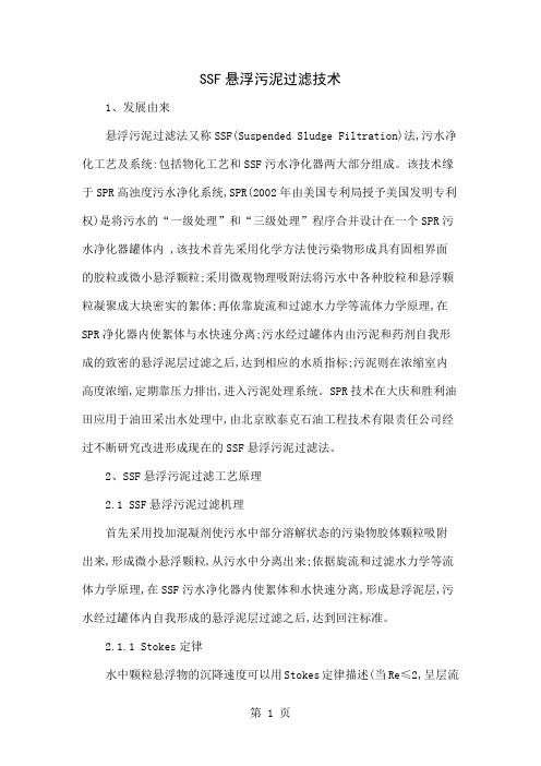 SSF悬浮污泥过滤技术共4页文档