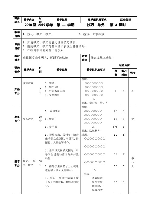 新人教版一至二年级体育《体操球类活动  3.技巧  4.纵叉》公开课教案_3