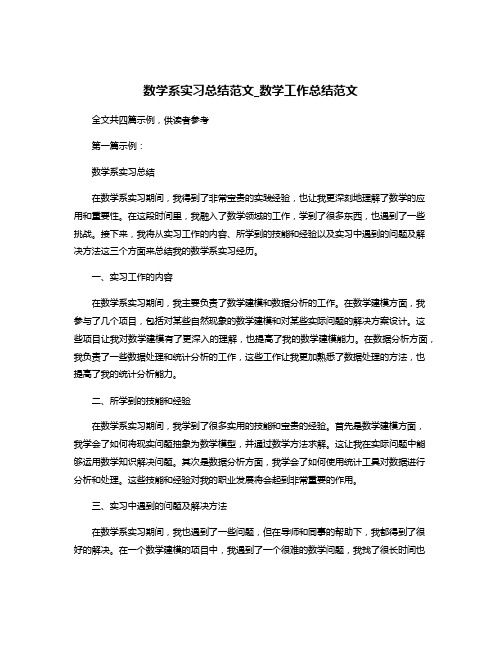 数学系实习总结范文_数学工作总结范文