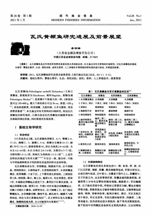 瓦氏黄颡鱼研究进展及前景展望
