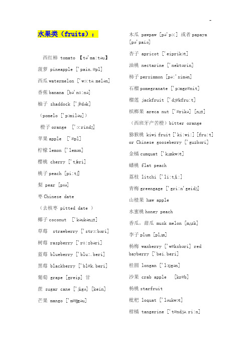 食物英文名称全套整合(带音标)