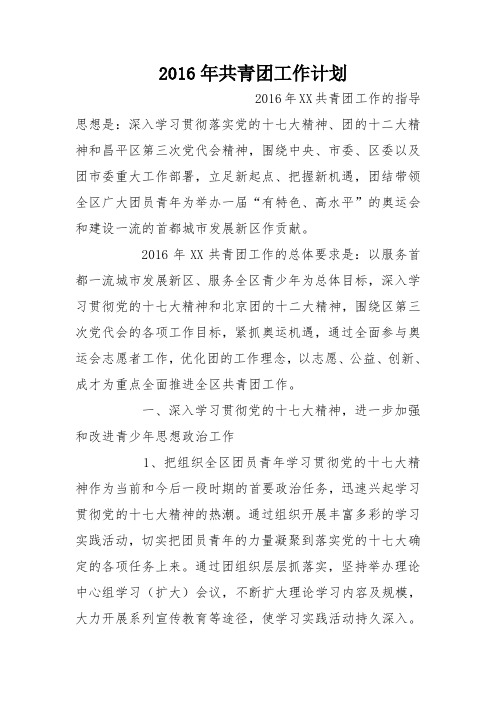 2016年共青团工作计划_0