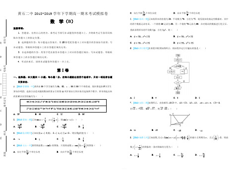 湖北省黄石二中2018-2019学年下学期高一期末考试模拟卷数学含答案