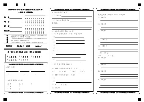 语文答题卷模板(答题纸)