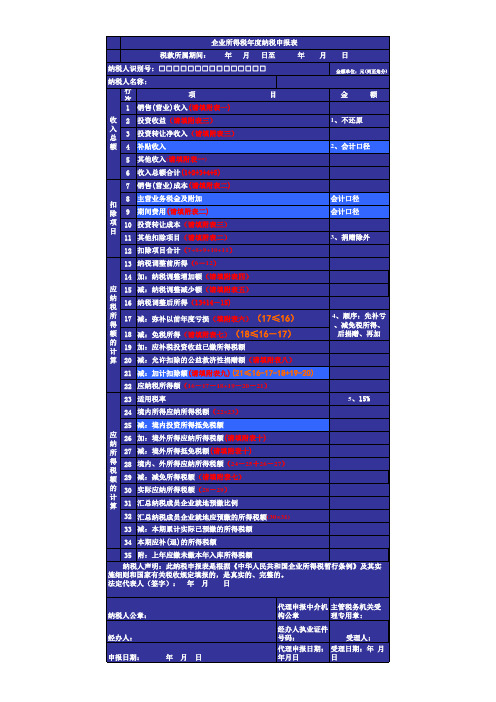 企业所得税年度纳税申报表.xls