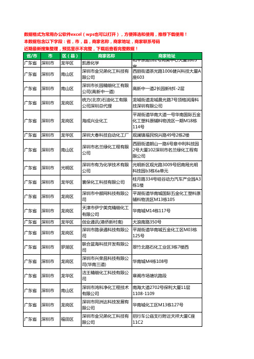 2020新版广东省深圳市化工科技有限公司工商企业公司商家名录名单黄页联系电话号码地址大全90家