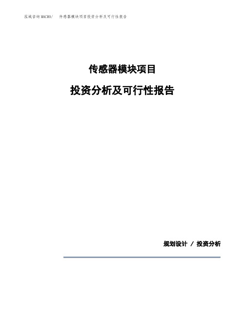 传感器模块项目投资分析及可行性报告