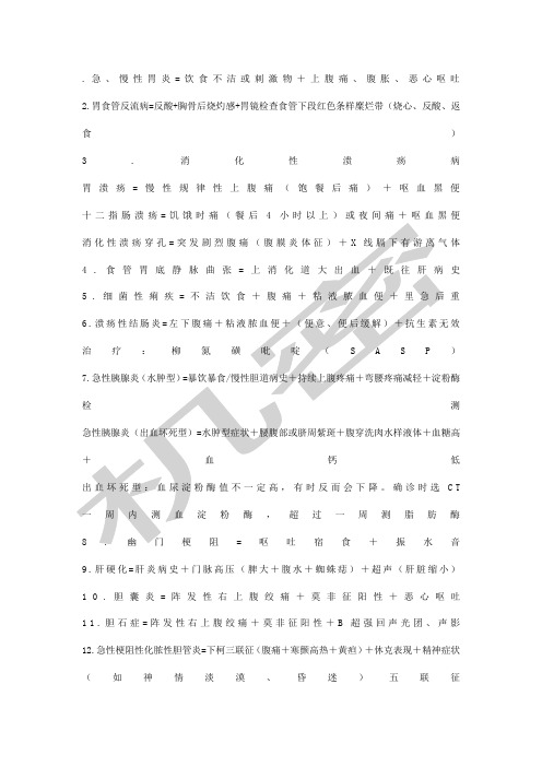 医学各大系统重点精华总结诊断公式辅助检查治疗原则