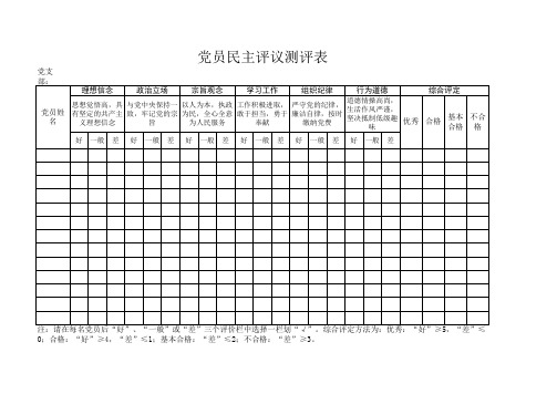 党员民主评议表