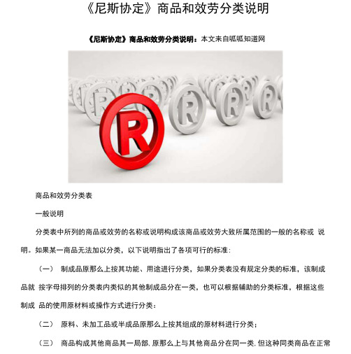 《尼斯协定》商品和服务分类说明