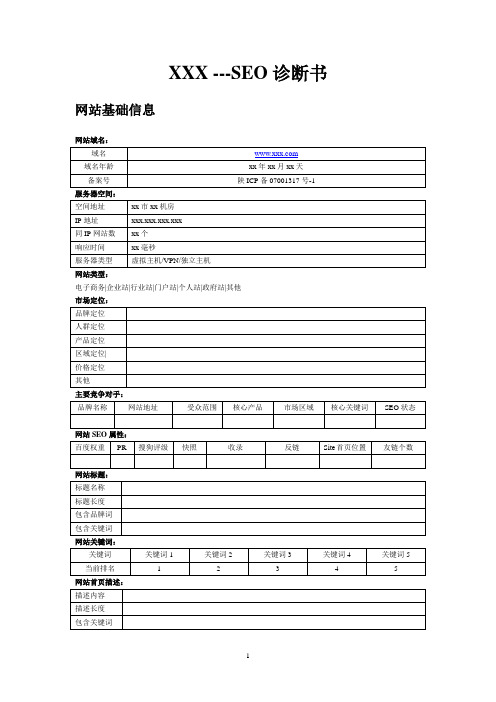 SEO诊断书模板(企业站通用)