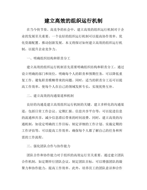 建立高效的组织运行机制