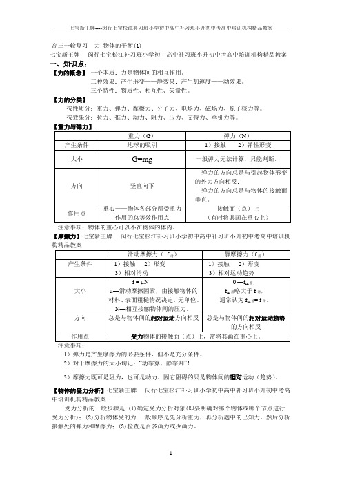高一  力学基础闵行七宝补习班 (1)