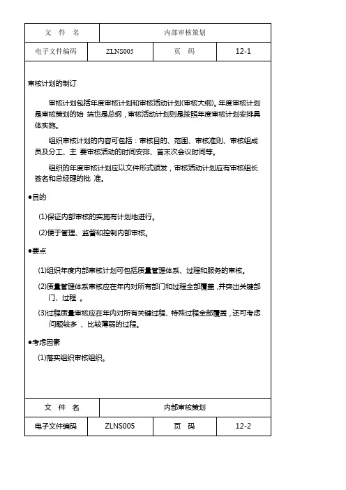 内部审核策划