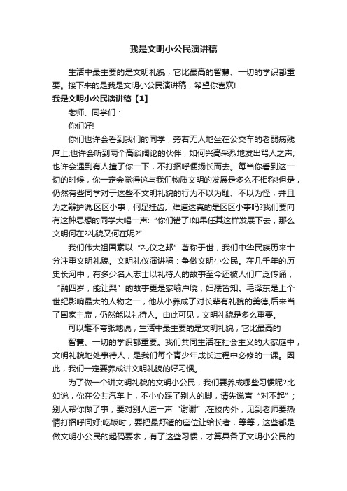 我是文明小公民演讲稿