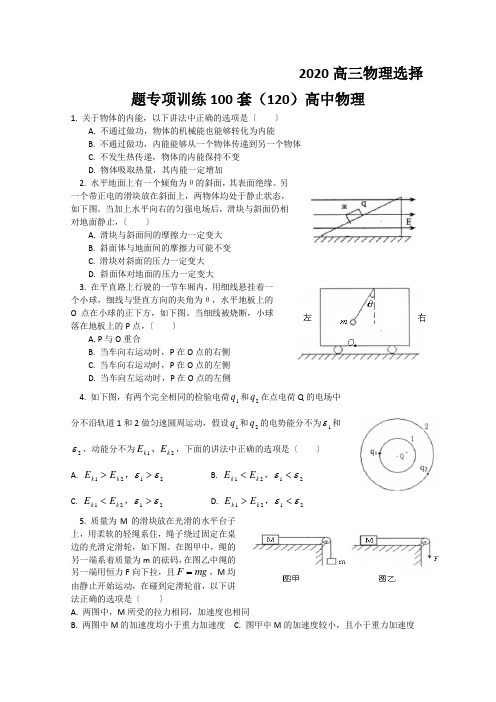 2020高三物理选择题专项训练100套(120)高中物理