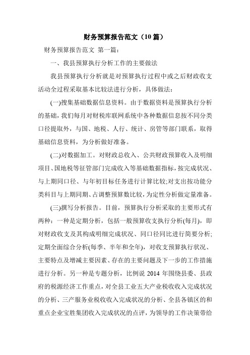 新整理财务预算报告范文(10篇)