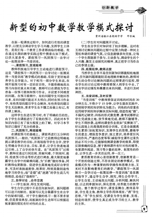 新型的初中数学教学模式探讨