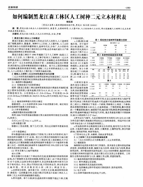 如何编制黑龙江森工林区人工树种二元立木材积表