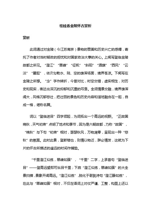 桂枝香·金陵怀古赏析