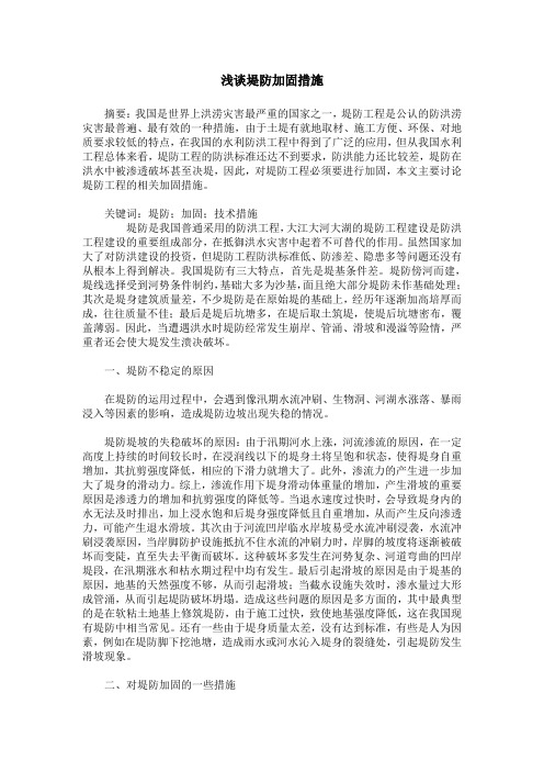 浅谈堤防加固措施
