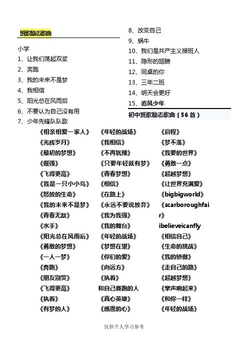 班歌励志歌曲
