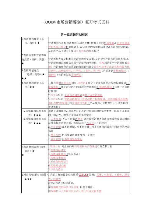 《市场营销策划》复习考试资料